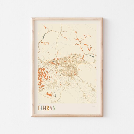 Tehran Map Poster Print Wall Art Iran Travel Gift Boho