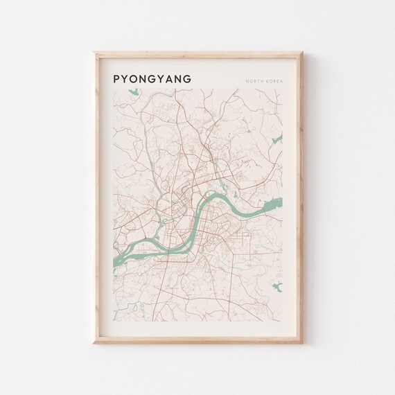 Pyongyang Map Poster Print Wall Art North Korea Travel Gift Minimalist