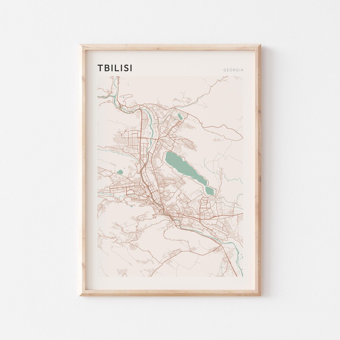 Tbilisi Map Poster Print Wall Art Georgia Travel Gift Scandi