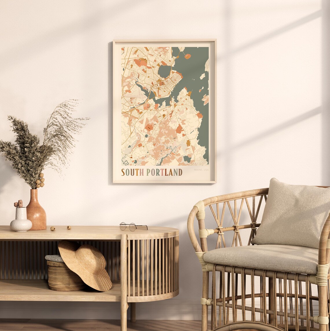 South Portland Map Poster, Boho Maine Travel Art - Image 2