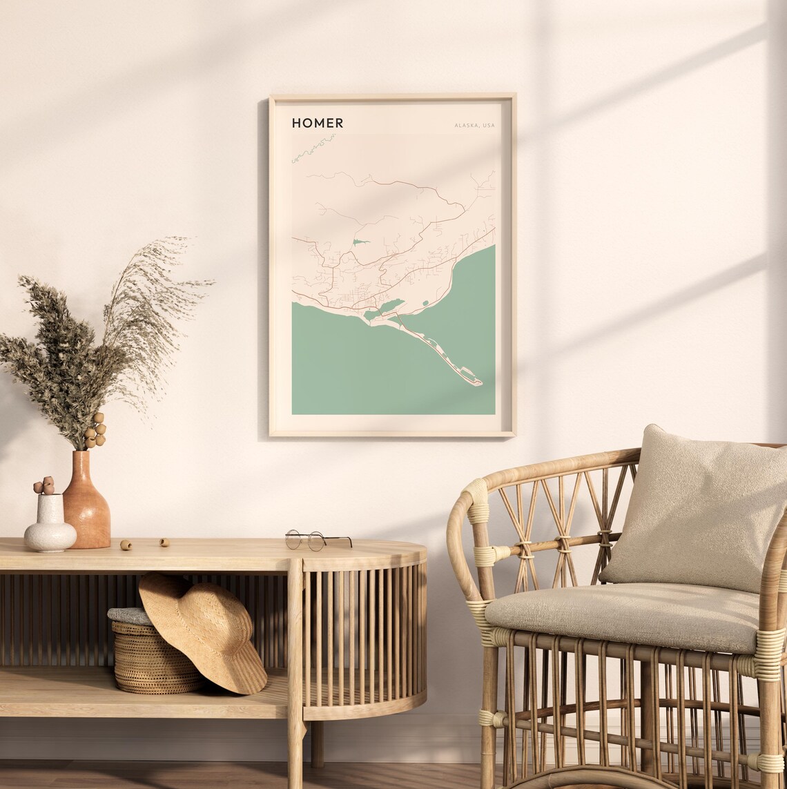 Homer Alaska Minimalist Line Street Map Modern City Art Poster - Image 2