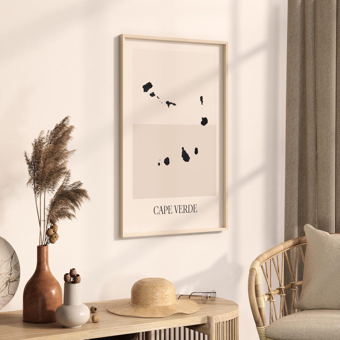 Cape Verde Islands Map Silhouette Minimalist Black Art Poster - Image 3