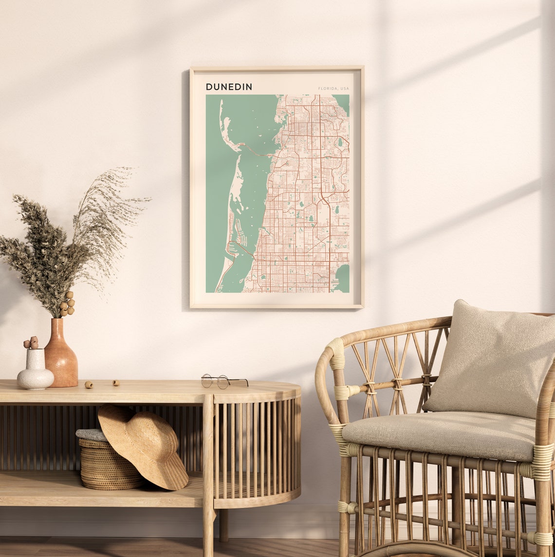 Dunedin Florida Map Poster Copper Line Street Map Coastal Decor - Image 2