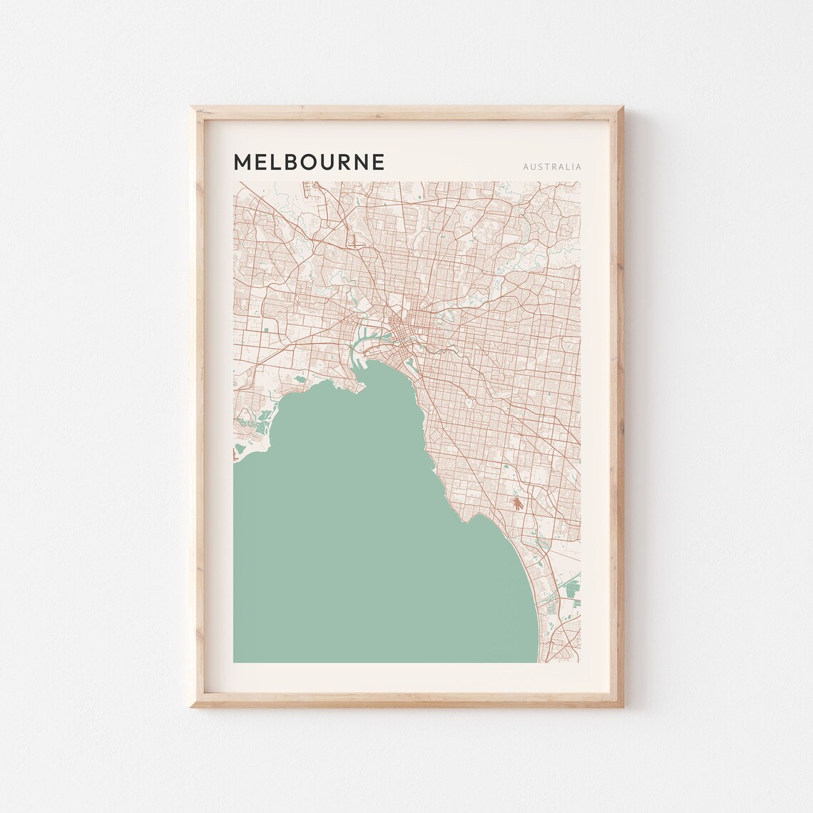 Melbourne Australia Minimalist City Map Poster with Port Phillip Bay
