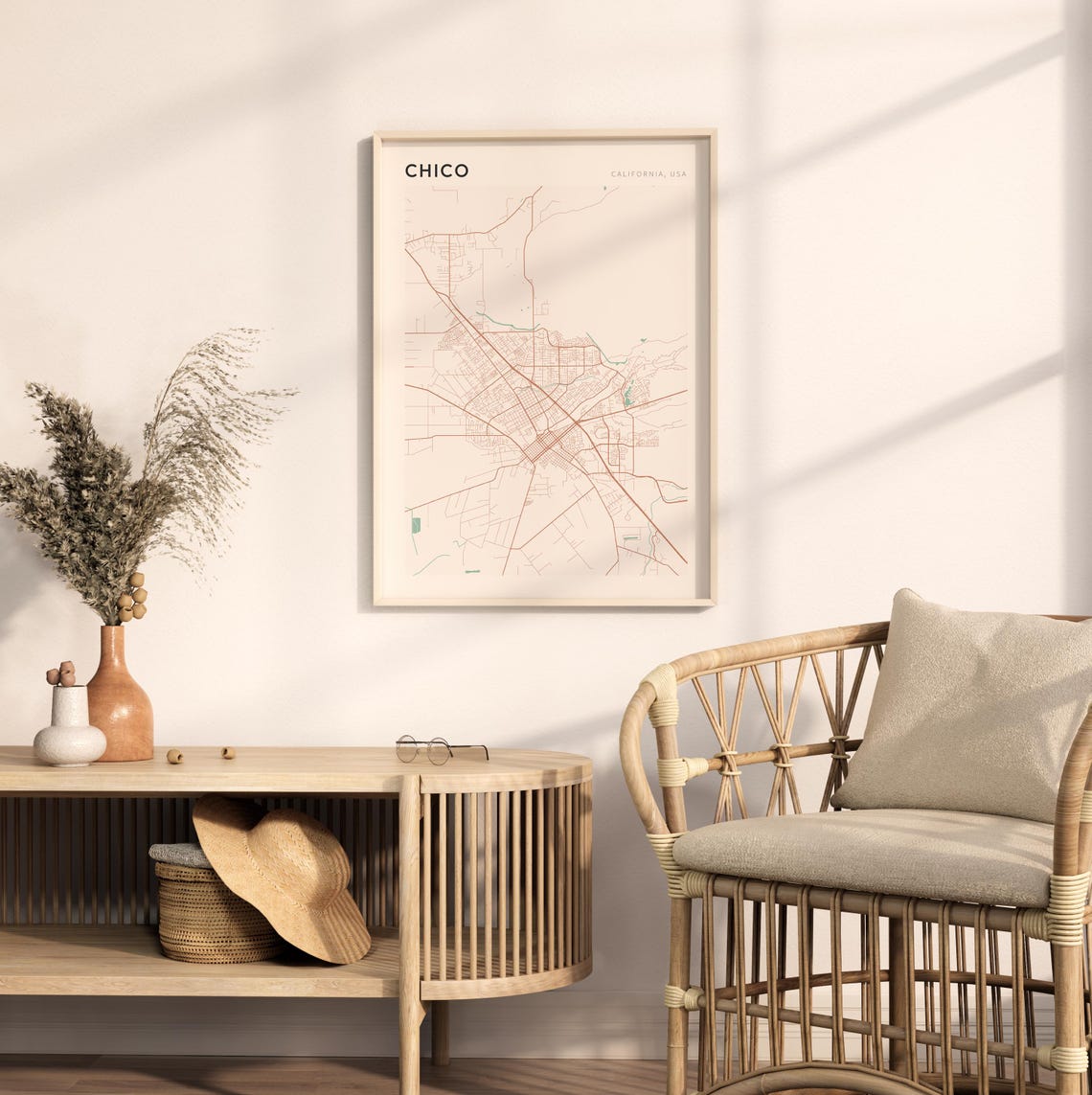 Chico California Minimalist Line Map Poster for Modern Decor - Image 2