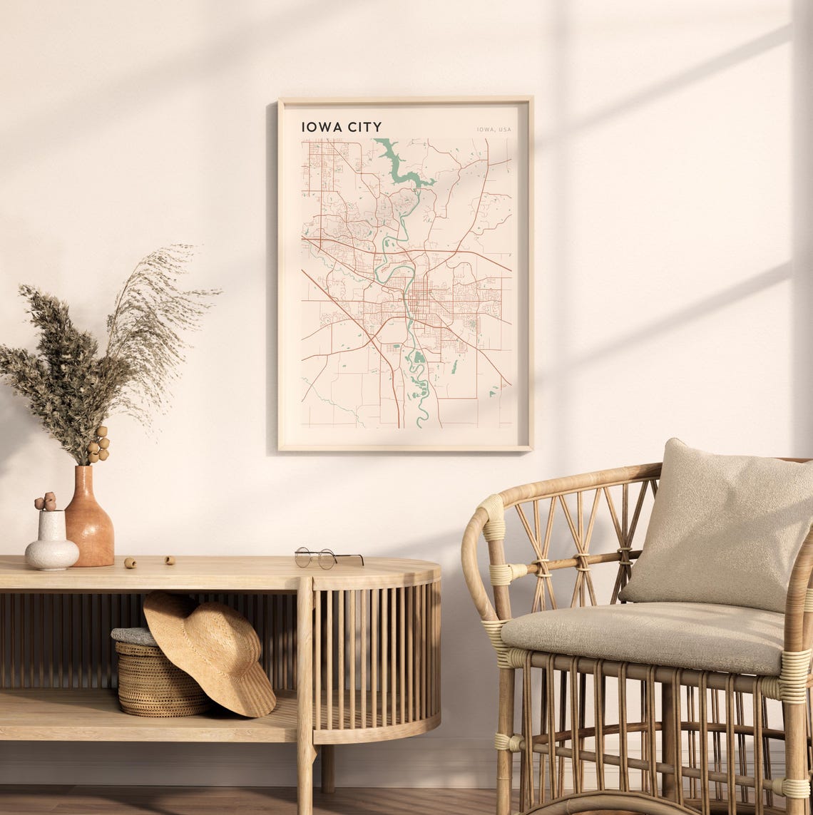 Iowa City Map Poster Iowa City Print Iowa City Poster Iowa City Wall Art Iowa Travel Gift Farmhouse Decor - Image 2
