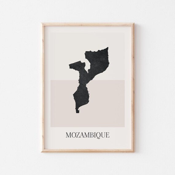 Mozambique Map Poster Print Minimalist Boho Wall Art Decor For Home Or Gift