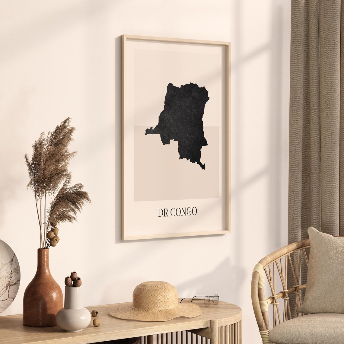 DR Congo Country Map Silhouette Minimalist Black Art Poster for Home - Image 3