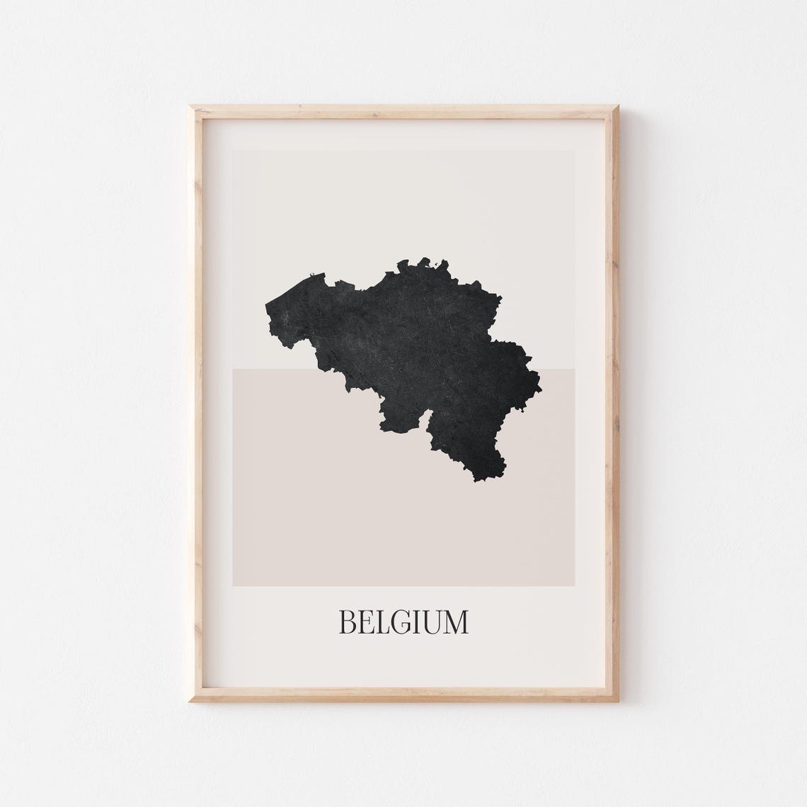 Belgium Boho Minimalist Black Country Silhouette Map Art Poster