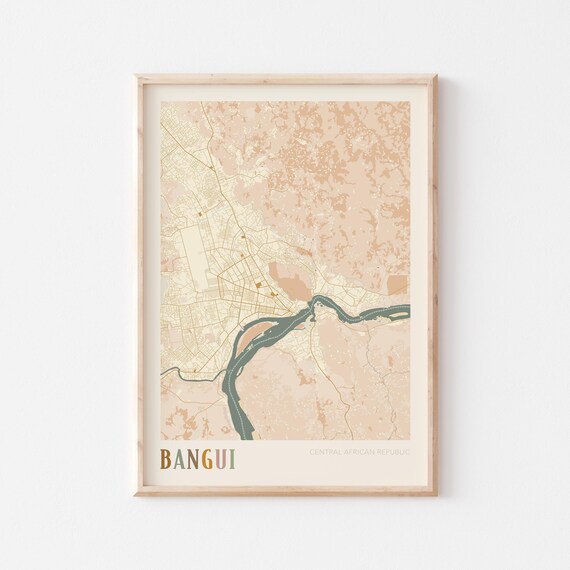 Bangui Map Poster Print Wall Art Central African Republic Travel Gift Boho Decor