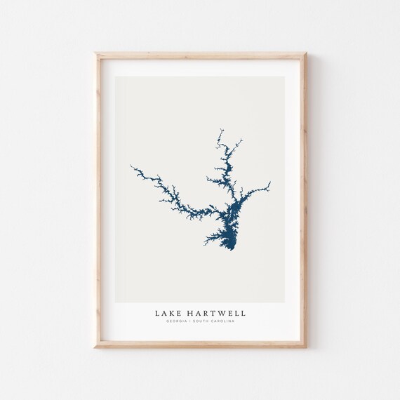 Lake Hartwell Map Poster, Georgia South Carolina