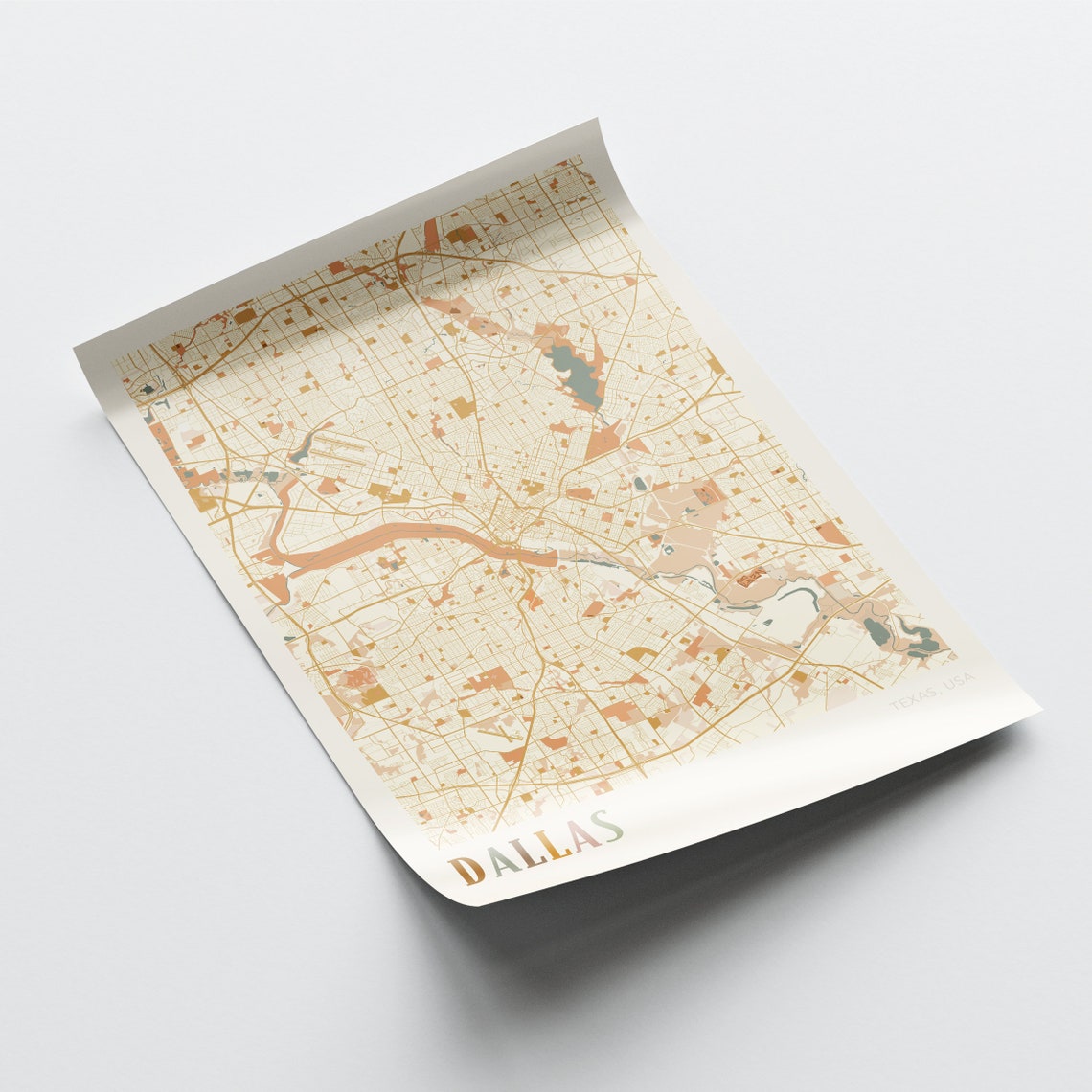 Dallas Texas Retro City Map Poster Downtown Street Grid Artwork - Image 2