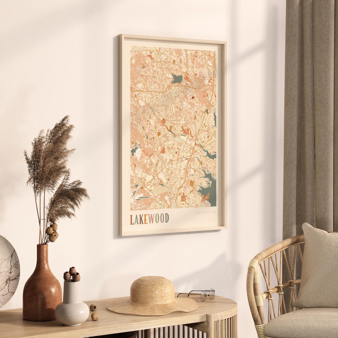 Lakewood Map Poster Lakewood Print Lakewood Poster Lakewood Wall Art New Jersey Travel Gift Boho Poster - Image 3