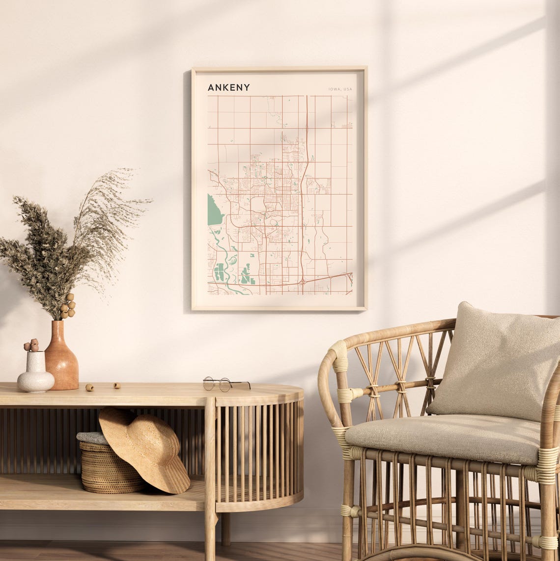 Ankeny Iowa City Map Poster Minimalist Line Art Modern Wall Decor Gift - Image 2