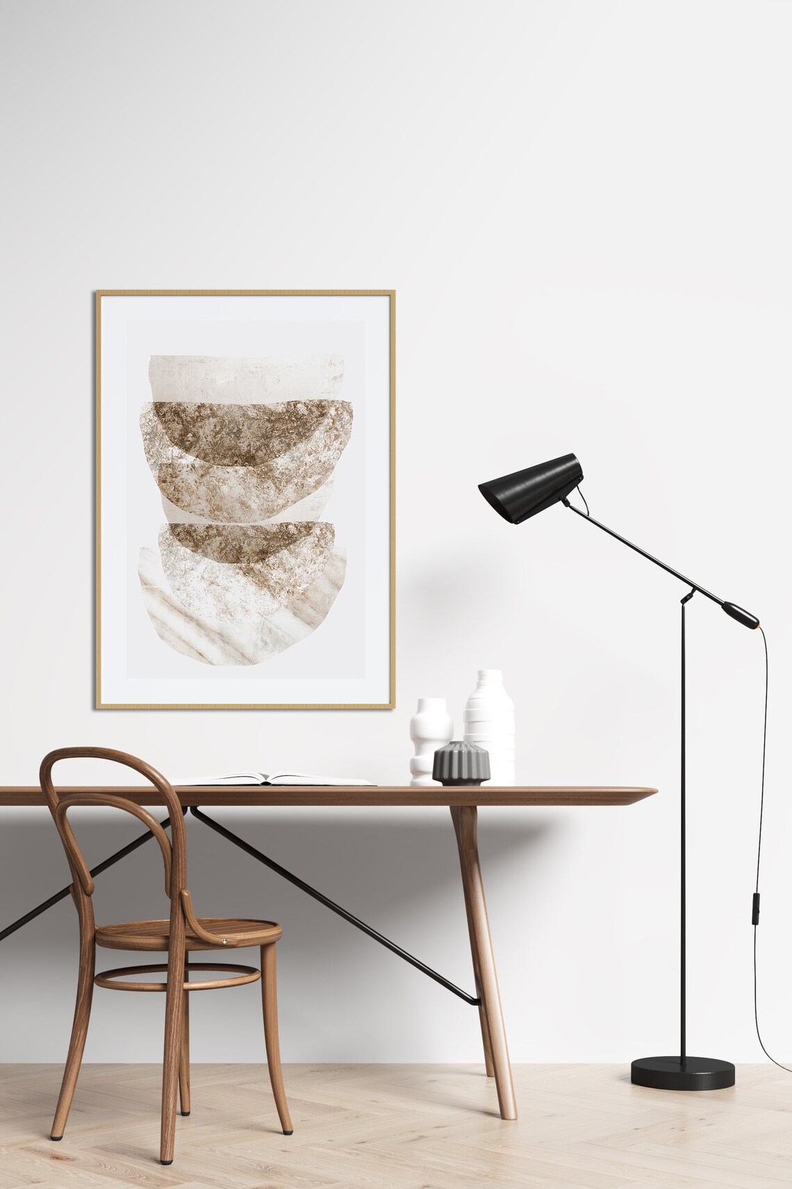 Abstract Minimalist Beige Watercolor Poster Print - Image 2