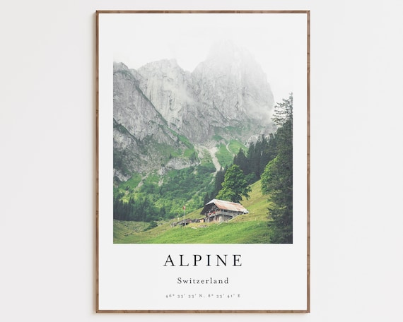 Switzerland Fog Tree Forest Art Print, Nature Decor