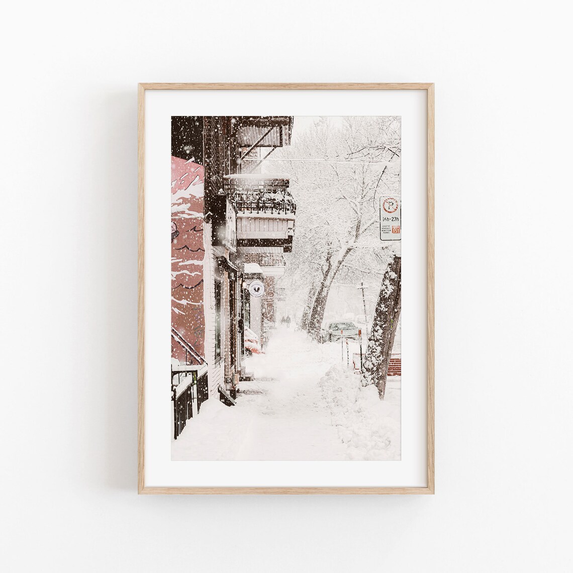 New York Cityscape Travel Poster, Winter City View