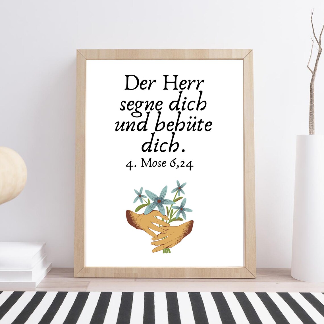 Bible Verse Blessing Mose 6 24 Hands Flowers Religious Poster - Image 2