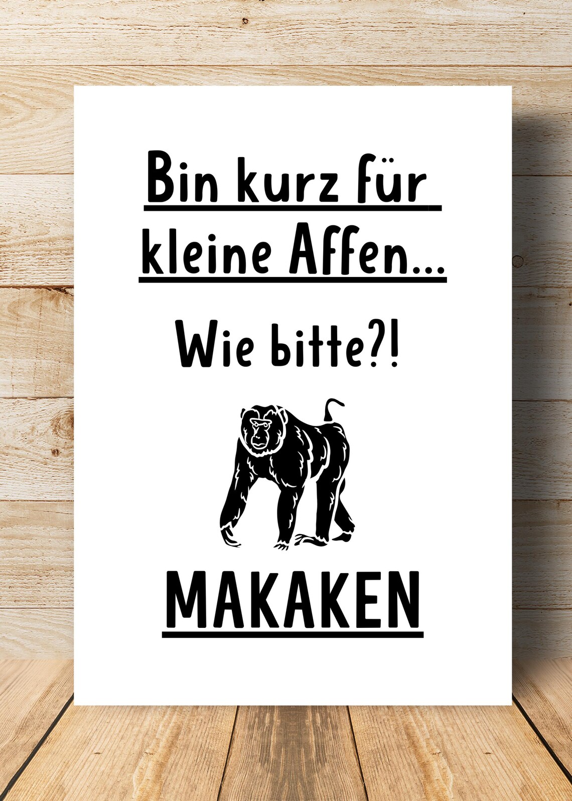 Makaken Monkey Pun Funny German Quote Animal Illustration Poster - Image 2