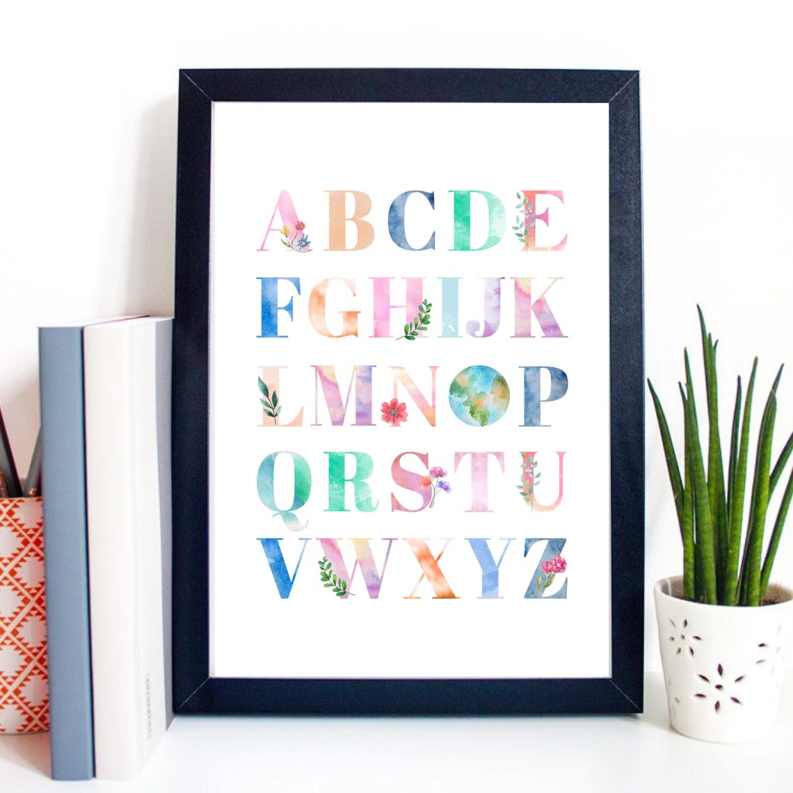 Din A4 Art Print Without Frame Letters Alphabet Watercolor Abc Primary School Kindergarten Print Poster Picture - Image 2