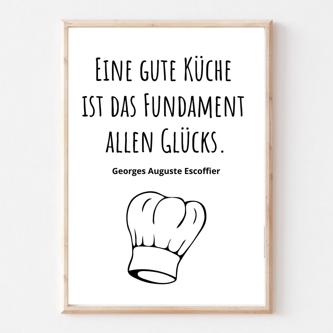 Good Kitchen Happiness Escoffier German Quote Chef Hat Poster - Image 2