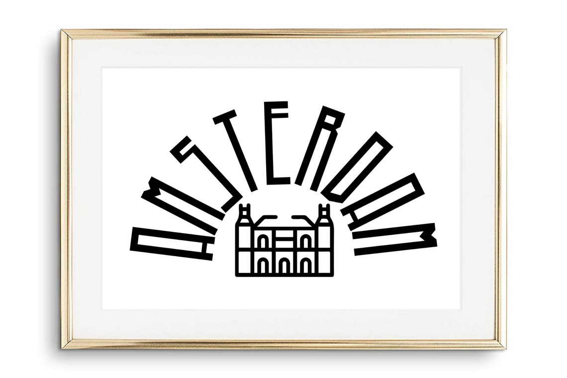 Amsterdam Netherlands Canal House Arched Typography Travel Poster - Image 2