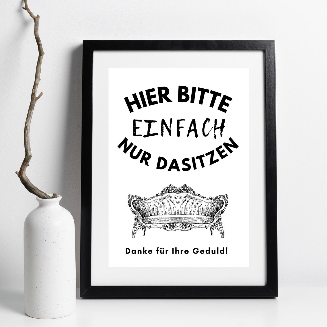 Please Just Sit Here Waiting Room Funny German Sofa Sign Wall Print - Image 3