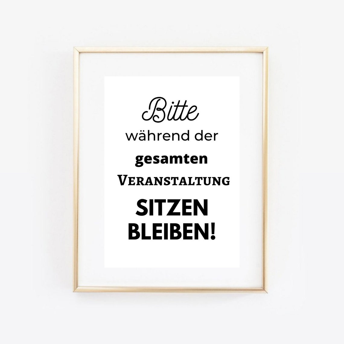 Please Remain Seated Funny German Bathroom WC Sign Wall Art Print - Image 3