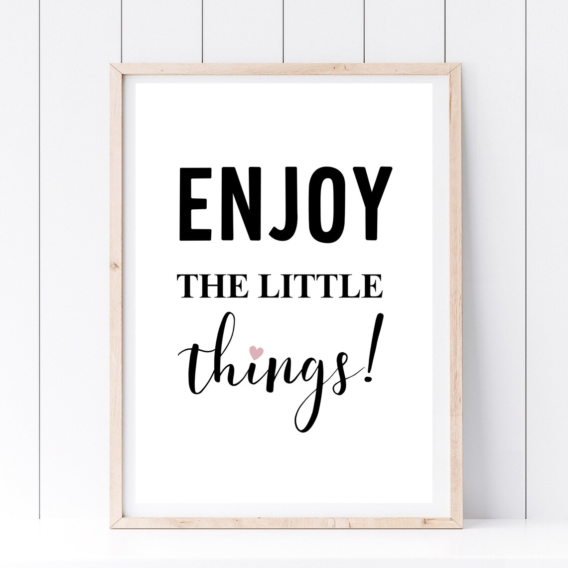 Enjoy The Little Things Minimalist Black And White Typography Poster