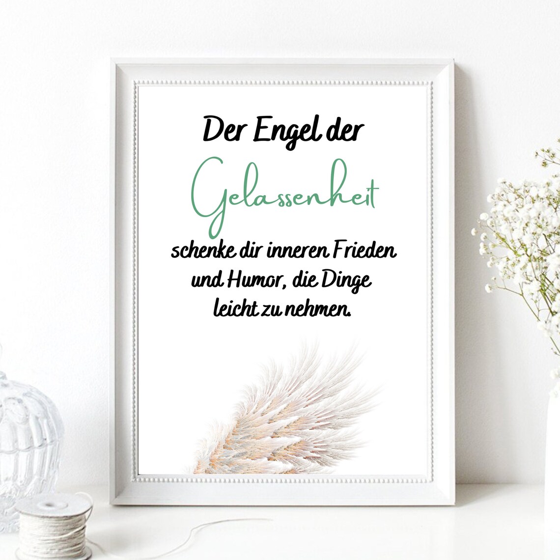Angel Of Serenity German Quote Angel Wing Spiritual Wall Art Poster - Image 2