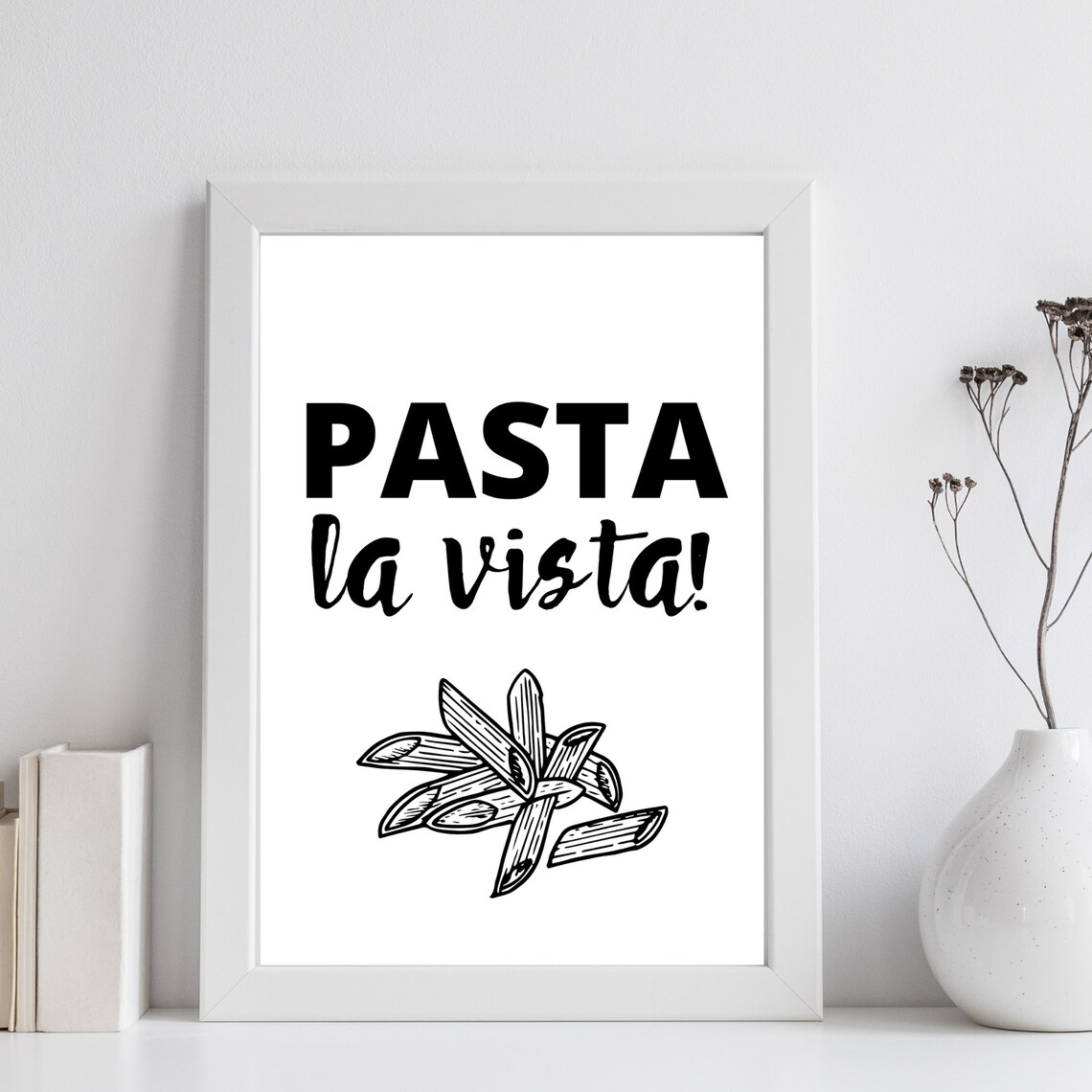 Pasta La Vista Funny Italian Food Quote Penne Kitchen Wall Art