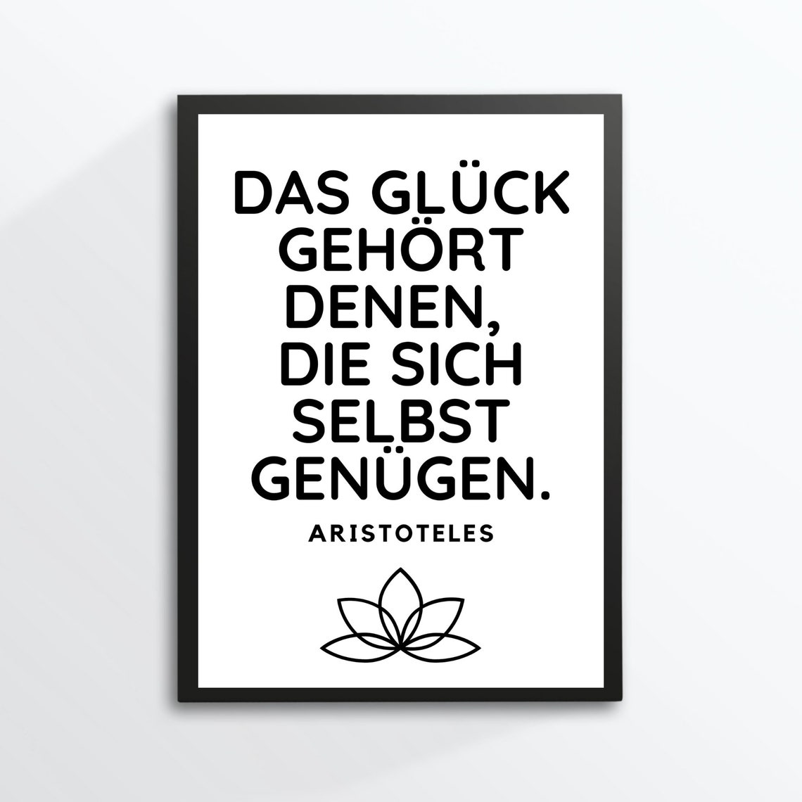 Aristotle Happiness Quote German Typography Lotus Mindfulness Poster