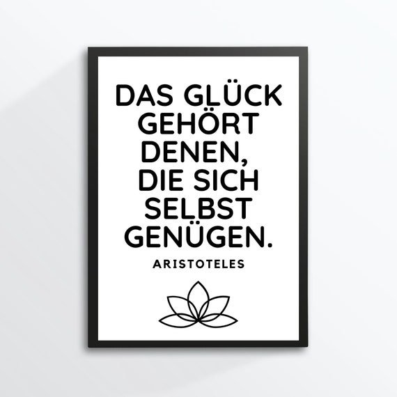 Din A4 Art Print Without Frame Saying Happiness Frugality Aristotle Quote Picture Poster Gift