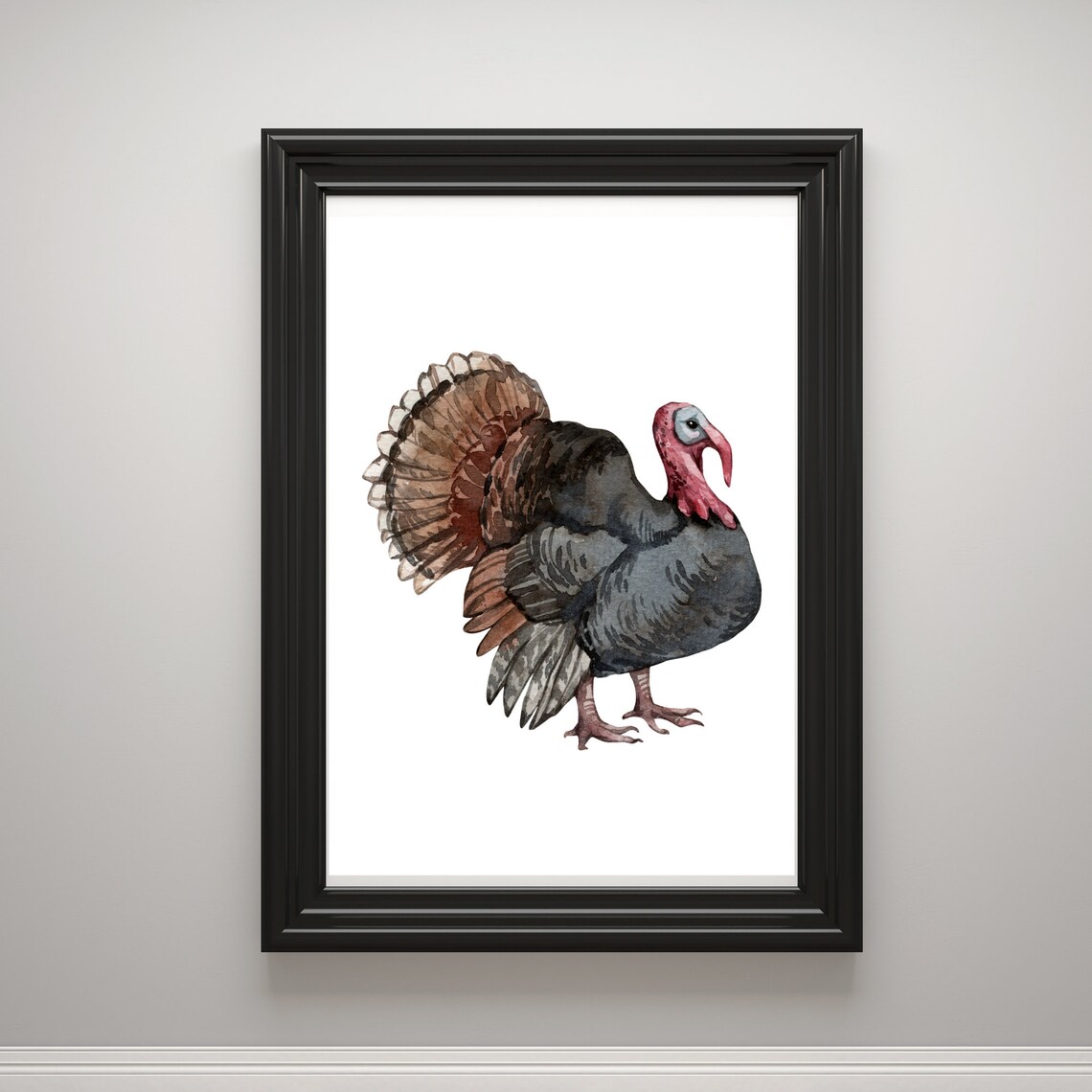 Wild Turkey Watercolor Fall Bird Painting Animal Wall Art Print