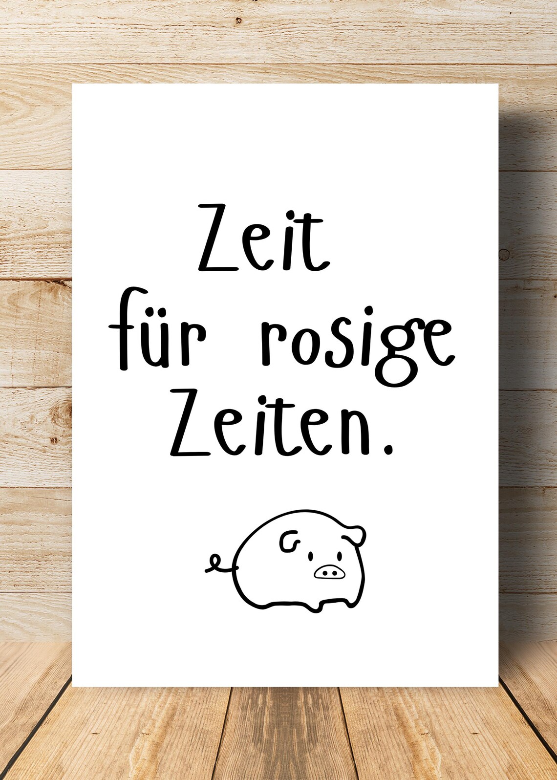 Zeit Fuer Rosige Zeiten German Lucky Pig Quote Motivational Art Poster - Image 3