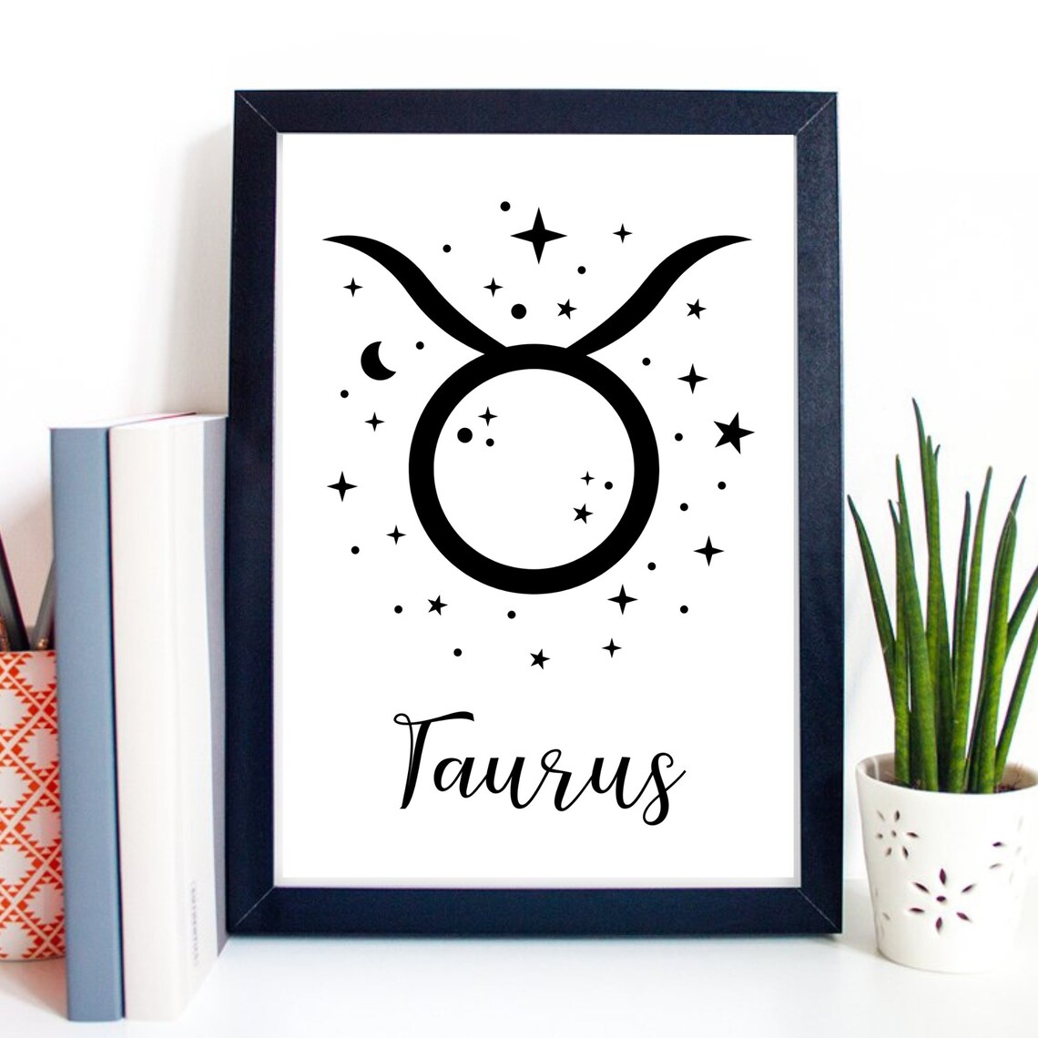 Taurus Zodiac Symbol Starry Script Celestial Astrology Wall Decor Poster