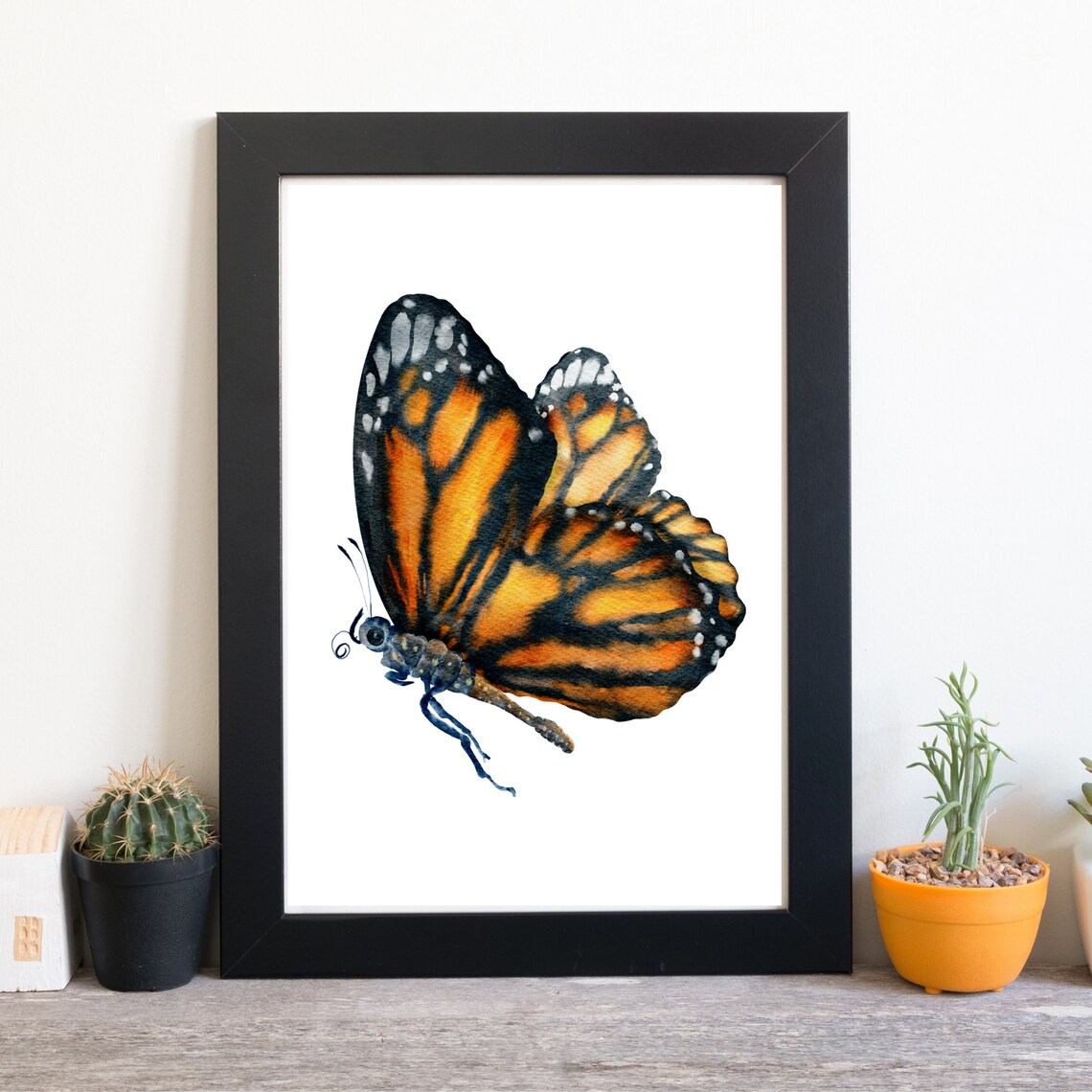 Monarch Butterfly Orange Wings Watercolor Nature Insect Art Poster