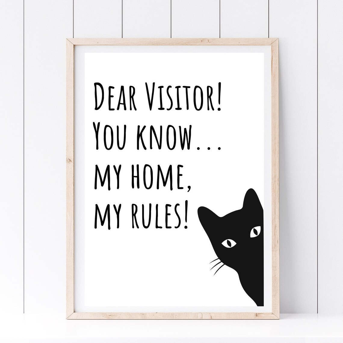 Dear Visitor My Home My Rules Funny Black Cat Quote Sign Poster - Image 3