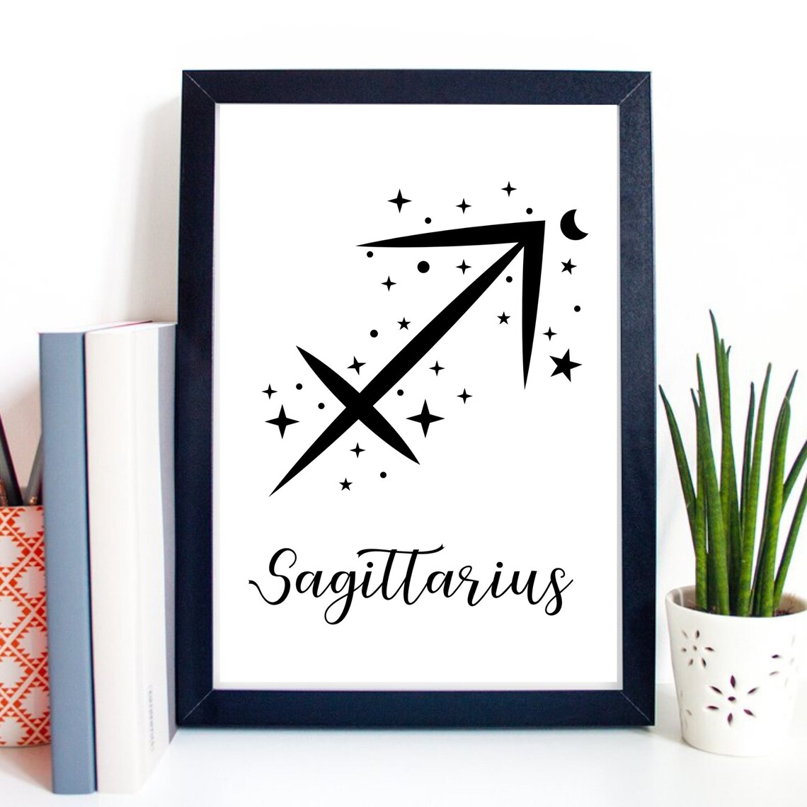 Sagittarius Zodiac Symbol Starry Script Celestial Astrology Wall Poster