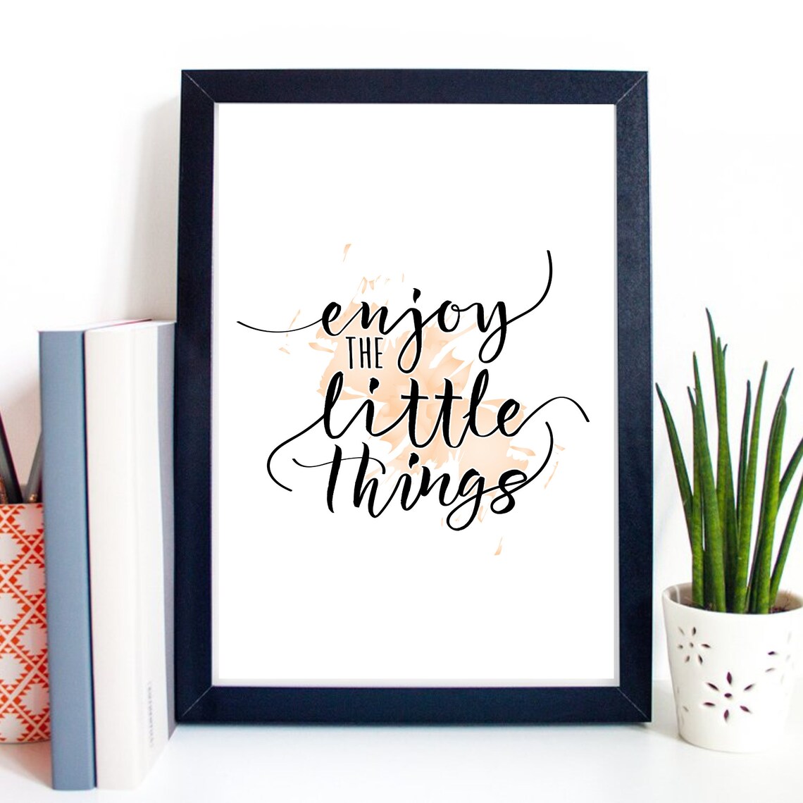 Enjoy the Little Things Hand Lettering Calligraphy Quote Wall Art - Image 2