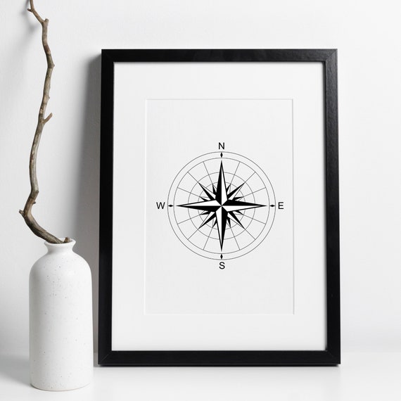 Din A4 Art Print Without Frame Compass Cardinal Directions North South East West Poster Picture Decoration Gift