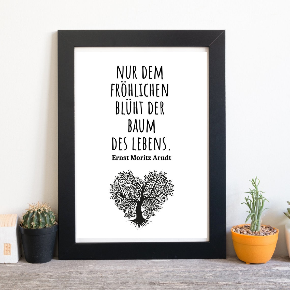 Ernst Moritz Arndt Quote with Heart Shaped Tree Illustration Poster