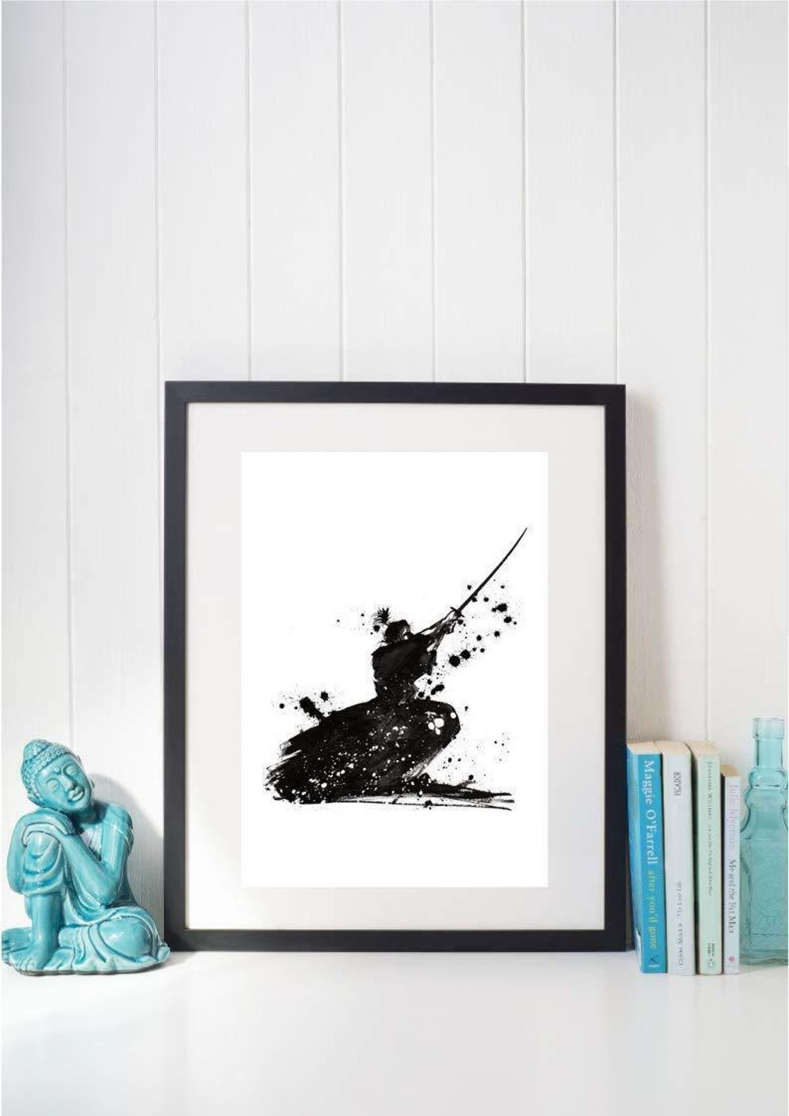Samurai Warrior Katana Sword Ink Splash Sumi-e Japanese Art Poster - Image 3