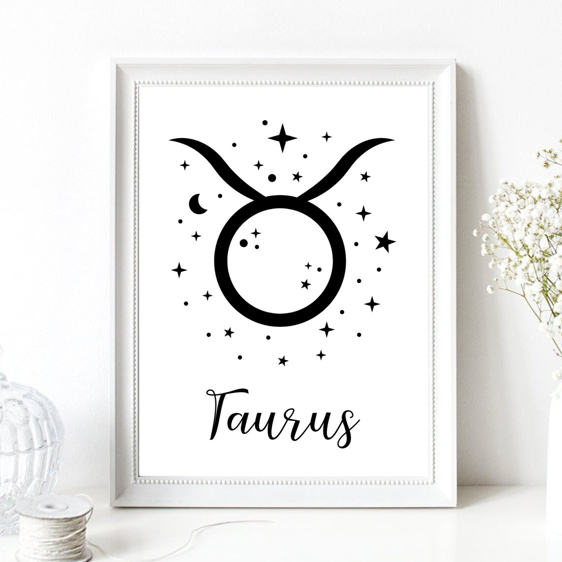 Taurus Zodiac Symbol Starry Script Celestial Astrology Wall Decor Poster - Image 2