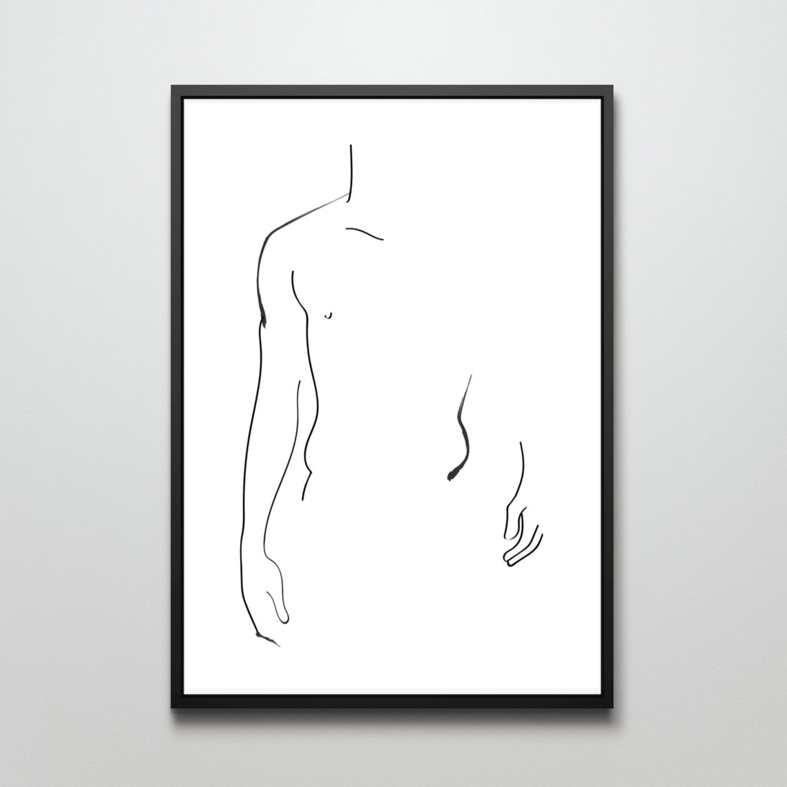 Minimalist Male Torso Line Drawing Abstract Body Sketch Poster - Image 2