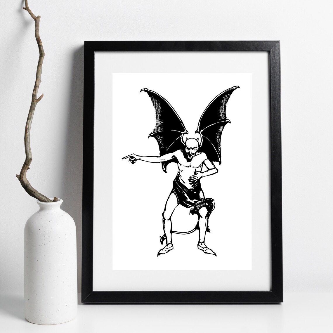 The Devil Satan 666 Abstract Gothic Occult Ink Drawing - Image 2