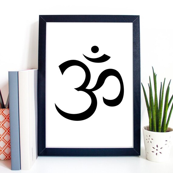 Om Symbol Black Yoga Meditation Spiritual Hindu Mantra Wall Art Print