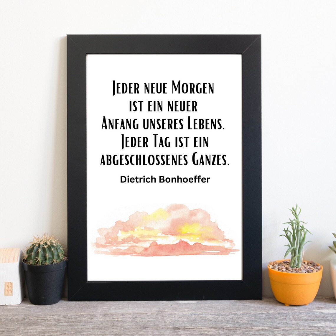 Dietrich Bonhoeffer New Morning Quote with Sunrise Watercolor Poster