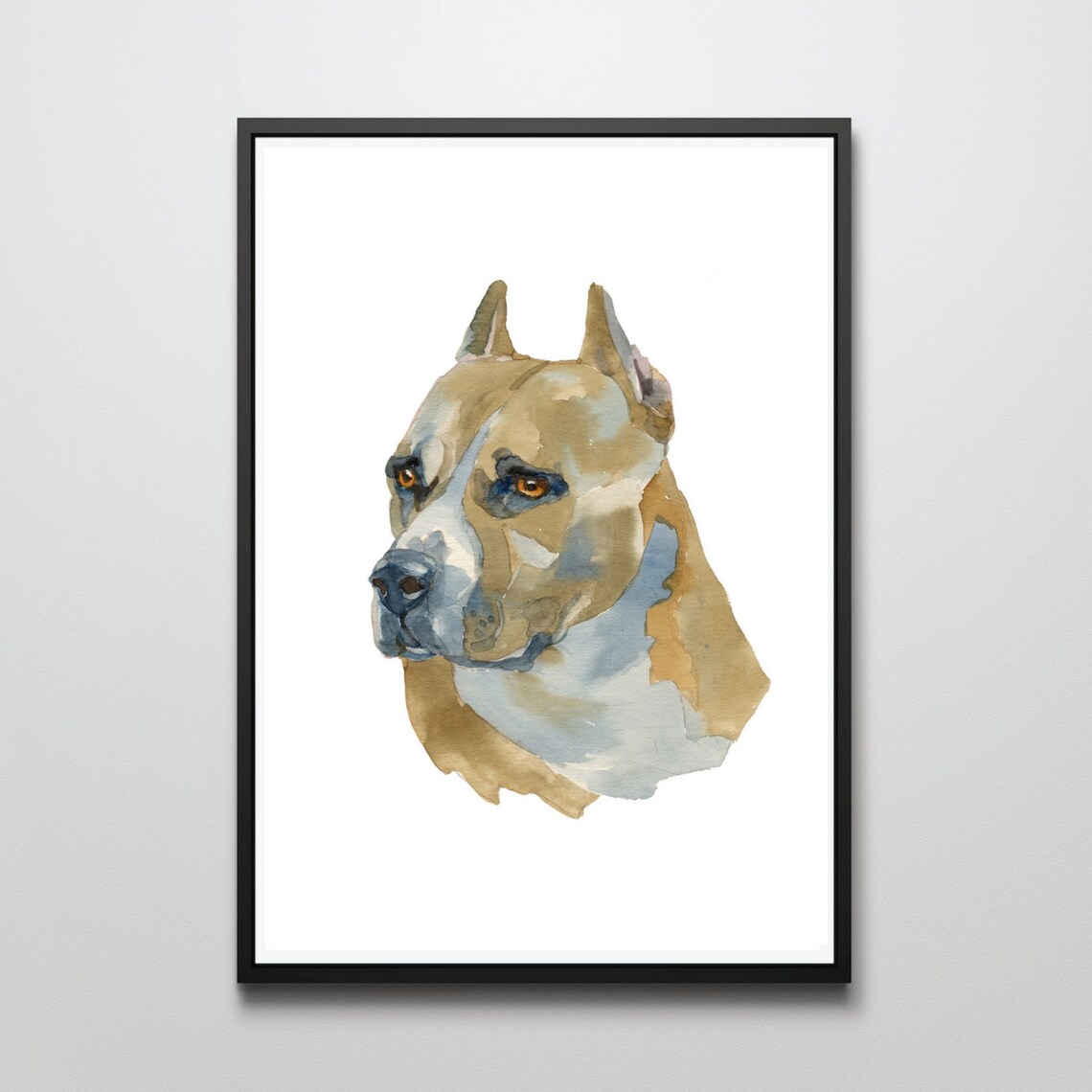 Staffordshire Terrier Tan Watercolor Portrait Dog Breed Wall Art - Image 2