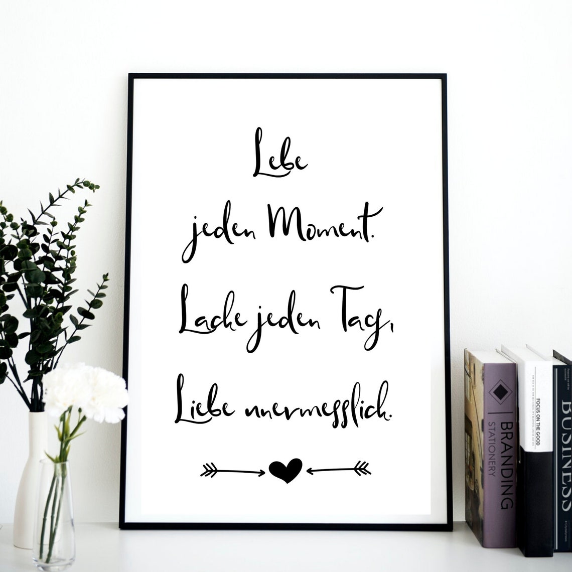 Live Laugh Love Script Typography Black White Mindfulness Poster Print - Image 3